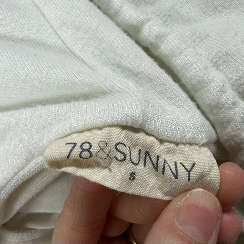 78&Sunny White Knit Long Cardigan Open Hoodie with Pockets Size Small‎